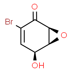 ChemSpider 2D Image | (1S,5S,6S)-3-Bromo-5-hydroxy-7-oxabicyclo[4.1.0]hept-3-en-2-one | C6H5BrO3