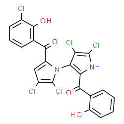 ChemSpider 2D Image | (3-Chloro-2-hydroxyphenyl)[4,4',5,5'-tetrachloro-2'-(2-hydroxybenzoyl)-1'H-1,3'-bipyrrol-2-yl]methanone | C22H11Cl5N2O4