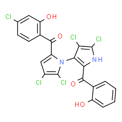 ChemSpider 2D Image | (4-Chloro-2-hydroxyphenyl)[4,4',5,5'-tetrachloro-2'-(2-hydroxybenzoyl)-1'H-1,3'-bipyrrol-2-yl]methanone | C22H11Cl5N2O4