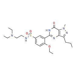 ChemSpider 2D Image | N-[2-(Diethylamino)ethyl]-4-ethoxy-3-(1-methyl-7-oxo-3-propyl-6,7-dihydro-1H-pyrazolo[4,3-d]pyrimidin-5-yl)benzenesulfonamide | C23H34N6O4S