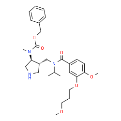 ChemSpider 2D Image | Benzyl [(3S,4S)-4-({isopropyl[4-methoxy-3-(3-methoxypropoxy)benzoyl]amino}methyl)-3-pyrrolidinyl]methylcarbamate | C29H41N3O6