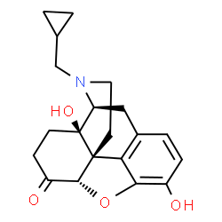 ChemSpider 2D Image | (5beta,9alpha,13alpha,14alpha)-17-(Cyclopropylmethyl)-3,14-dihydroxy-4,5-epoxymorphinan-6-one | C20H23NO4