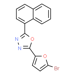 ChemSpider 2D Image | 2-(5-Bromo-2-furyl)-5-(1-naphthyl)-1,3,4-oxadiazole | C16H9BrN2O2