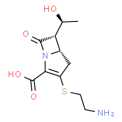 ChemSpider 2D Image | (5S,6S)-3-[(2-Aminoethyl)sulfanyl]-6-[(1S)-1-hydroxyethyl]-7-oxo-1-azabicyclo[3.2.0]hept-2-ene-2-carboxylic acid | C11H16N2O4S
