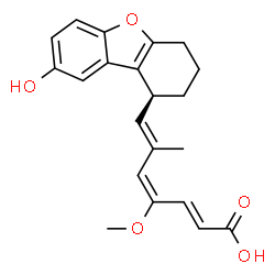 ChemSpider 2D Image | (2E,4E,6E)-7-[(1S)-8-Hydroxy-1,2,3,4-tetrahydrodibenzo[b,d]furan-1-yl]-4-methoxy-6-methyl-2,4,6-heptatrienoic acid | C21H22O5