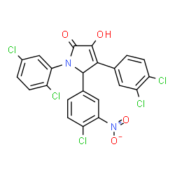ChemSpider 2D Image | 5-(4-Chloro-3-nitrophenyl)-1-(2,5-dichlorophenyl)-4-(3,4-dichlorophenyl)-3-hydroxy-1,5-dihydro-2H-pyrrol-2-one | C22H11Cl5N2O4