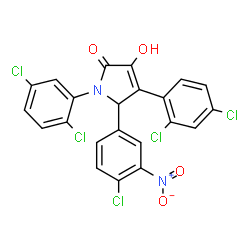 ChemSpider 2D Image | 5-(4-Chloro-3-nitrophenyl)-4-(2,4-dichlorophenyl)-1-(2,5-dichlorophenyl)-3-hydroxy-1,5-dihydro-2H-pyrrol-2-one | C22H11Cl5N2O4