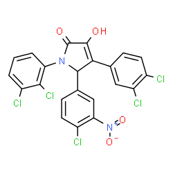 ChemSpider 2D Image | 5-(4-Chloro-3-nitrophenyl)-1-(2,3-dichlorophenyl)-4-(3,4-dichlorophenyl)-3-hydroxy-1,5-dihydro-2H-pyrrol-2-one | C22H11Cl5N2O4