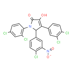 ChemSpider 2D Image | 5-(4-Chloro-3-nitrophenyl)-1-(2,4-dichlorophenyl)-4-(3,4-dichlorophenyl)-3-hydroxy-1,5-dihydro-2H-pyrrol-2-one | C22H11Cl5N2O4