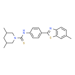 ChemSpider 2D Image | 3,5-Dimethyl-N-[4-(6-methyl-1,3-benzothiazol-2-yl)phenyl]-1-piperidinecarbothioamide | C22H25N3S2