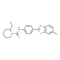 ChemSpider 2D Image | 2-Ethyl-N-[4-(6-methyl-1,3-benzothiazol-2-yl)phenyl]-1-piperidinecarbothioamide | C22H25N3S2