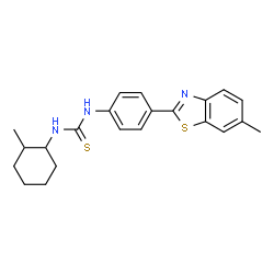 ChemSpider 2D Image | 1-[4-(6-Methyl-1,3-benzothiazol-2-yl)phenyl]-3-(2-methylcyclohexyl)thiourea | C22H25N3S2