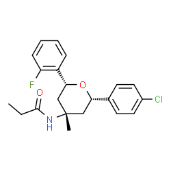 ChemSpider 2D Image | N-[(2S,4S,6R)-2-(4-Chlorophenyl)-6-(2-fluorophenyl)-4-methyltetrahydro-2H-pyran-4-yl]propanamide | C21H23ClFNO2