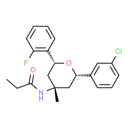 ChemSpider 2D Image | N-[(2S,4S,6R)-2-(3-Chlorophenyl)-6-(2-fluorophenyl)-4-methyltetrahydro-2H-pyran-4-yl]propanamide | C21H23ClFNO2