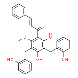 ChemSpider 2D Image | (2E)-1-[2,4-Dihydroxy-3,5-bis(2-hydroxybenzyl)-6-methoxyphenyl]-3-phenyl-2-propen-1-one | C30H26O6