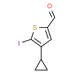 ChemSpider 2D Image | 4-Cyclopropyl-5-iodo-2-thiophenecarbaldehyde | C8H7IOS