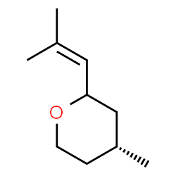 ChemSpider 2D Image | (4R)-4-Methyl-2-(2-methyl-1-propen-1-yl)tetrahydro-2H-pyran | C10H18O