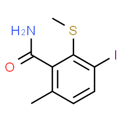 ChemSpider 2D Image | 3-Iodo-6-methyl-2-(methylsulfanyl)benzamide | C9H10INOS