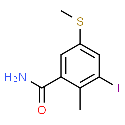 ChemSpider 2D Image | 3-Iodo-2-methyl-5-(methylsulfanyl)benzamide | C9H10INOS