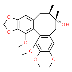 ChemSpider 2D Image | (6R,7R)-1,2,3,13-Tetramethoxy-6,7-dimethyl-5,6,7,8-tetrahydrobenzo[3',4']cycloocta[1',2':4,5]benzo[1,2-d][1,3]dioxol-6-ol | C23H28O7