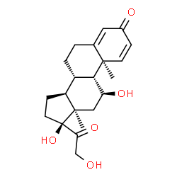 ChemSpider 2D Image | (9beta,10alpha,11beta,13alpha,17alpha)-11,17,21-Trihydroxypregna-1,4-diene-3,20-dione | C21H28O5