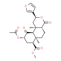 ChemSpider 2D Image | Methyl (2S,4aR,6aR,7S,9S,10aR,10bR)-9-acetoxy-2-(3-furyl)-6a,10b-dimethyl-4,10-dioxododecahydro-2H-benzo[f]isochromene-7-carboxylate | C23H28O8
