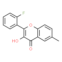 ChemSpider 2D Image | 2-(2-Fluorophenyl)-3-hydroxy-6-methyl-4H-chromen-4-one | C16H11FO3