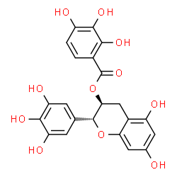 ChemSpider 2D Image | (2R,3S)-5,7-Dihydroxy-2-(3,4,5-trihydroxyphenyl)-3,4-dihydro-2H-chromen-3-yl 2,3,4-trihydroxybenzoate | C22H18O11