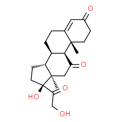ChemSpider 2D Image | (8alpha,9beta,13alpha,17alpha)-17,21-Dihydroxypregn-4-ene-3,11,20-trione | C21H28O5