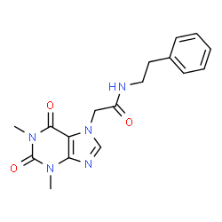 ChemSpider 2D Image | 2-(1,3-dimethyl-2,6-dioxopurin-7-yl)-N-(2-phenylethyl)acetamide | C17H19N5O3