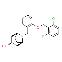 ChemSpider 2D Image | (3-endo)-8-{2-[(2-Chloro-6-fluorobenzyl)oxy]benzyl}-8-azabicyclo[3.2.1]octan-3-ol | C21H23ClFNO2