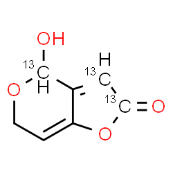 ChemSpider 2D Image | 4-Hydroxy(2,3,4-~13~C_3_)-4H-furo[3,2-c]pyran-2(6H)-one | C413C3H6O4