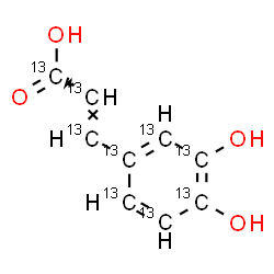 ChemSpider 2D Image | (2E)-3-[3,4-Dihydroxy(~13~C_6_)phenyl](~13~C_3_)-2-propenoic acid | 13C9H8O4