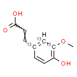 ChemSpider 2D Image | (2E)-3-[4-Hydroxy-3-methoxy(1,2,3-~13~C_3_)phenyl]acrylic acid | C713C3H10O4