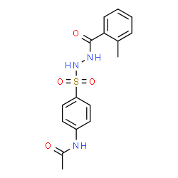 ChemSpider 2D Image | N-(4-{[2-(2-Methylbenzoyl)hydrazino]sulfonyl}phenyl)acetamide | C16H17N3O4S