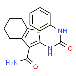 ChemSpider 2D Image | 2-[(Phenylcarbamoyl)amino]-4,5,6,7-tetrahydro-1-benzothiophene-3-carboxamide | C16H17N3O2S