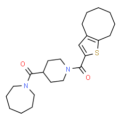 ChemSpider 2D Image | 1-Azepanyl[1-(4,5,6,7,8,9-hexahydrocycloocta[b]thiophen-2-ylcarbonyl)-4-piperidinyl]methanone | C23H34N2O2S
