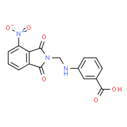 ChemSpider 2D Image | 3-{[(4-Nitro-1,3-dioxo-1,3-dihydro-2H-isoindol-2-yl)methyl]amino}benzoic acid | C16H11N3O6