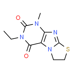 ChemSpider 2D Image | 3-Ethyl-1-methyl-6,7-dihydro-1H-thiazolo[2,3-f]purine-2,4-dione | C10H12N4O2S