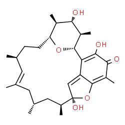 ChemSpider 2D Image | (1R,9S,10S,12S,14E,16S,19R,20S,21S,22R)-3,9,21-Trihydroxy-5,10,12,14,16,20,22-heptamethyl-23,24-dioxatetracyclo[17.3.1.1~6,9~.0~2,7~]tetracosa-2,5,7,14-tetraen-4-one | C29H42O6