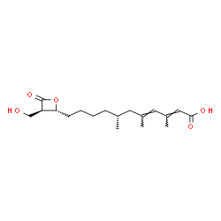 ChemSpider 2D Image | (2E,4E,7R)-11-[(2R,3R)-3-(Hydroxymethyl)-4-oxo-2-oxetanyl]-3,5,7-trimethyl-2,4-undecadienoic acid | C18H28O5
