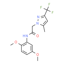 ChemSpider 2D Image | N-(2,5-Dimethoxyphenyl)-2-[5-methyl-3-(trifluoromethyl)-1H-pyrazol-1-yl]acetamide | C15H16F3N3O3