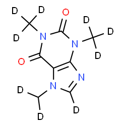 ChemSpider 2D Image | 7-(~2~H_2_)Methyl-1,3-bis[(~2~H_3_)methyl](~2~H)-3,7-dihydro-1H-purine-2,6-dione | C8HD9N4O2