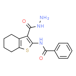 ChemSpider 2D Image | N-[3-(Hydrazinocarbonyl)-4,5,6,7-tetrahydro-1-benzothiophen-2-yl]benzamide | C16H17N3O2S