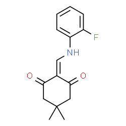 ChemSpider 2D Image | 2-{[(2-Fluorophenyl)amino]methylene}-5,5-dimethyl-1,3-cyclohexanedione | C15H16FNO2