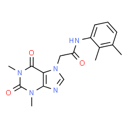 ChemSpider 2D Image | 2-(1,3-Dimethyl-2,6-dioxo-1,2,3,6-tetrahydro-7H-purin-7-yl)-N-(2,3-dimethylphenyl)acetamide | C17H19N5O3