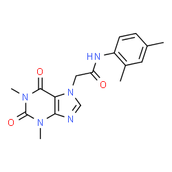 ChemSpider 2D Image | 2-(1,3-Dimethyl-2,6-dioxo-1,2,3,6-tetrahydro-7H-purin-7-yl)-N-(2,4-dimethylphenyl)acetamide | C17H19N5O3