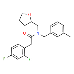 ChemSpider 2D Image | 2-(2-Chloro-4-fluorophenyl)-N-(3-methylbenzyl)-N-(tetrahydro-2-furanylmethyl)acetamide | C21H23ClFNO2