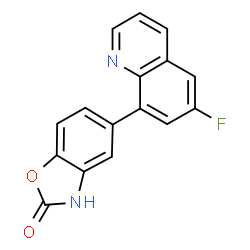 ChemSpider 2D Image | 5-(6-Fluoro-8-quinolinyl)-1,3-benzoxazol-2(3H)-one | C16H9FN2O2