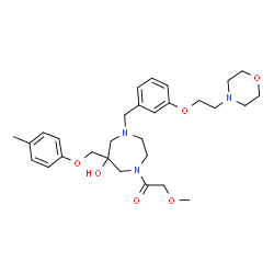 ChemSpider 2D Image | 1-(6-Hydroxy-6-[(4-methylphenoxy)methyl]-4-{3-[2-(4-morpholinyl)ethoxy]benzyl}-1,4-diazepan-1-yl)-2-methoxyethanone | C29H41N3O6